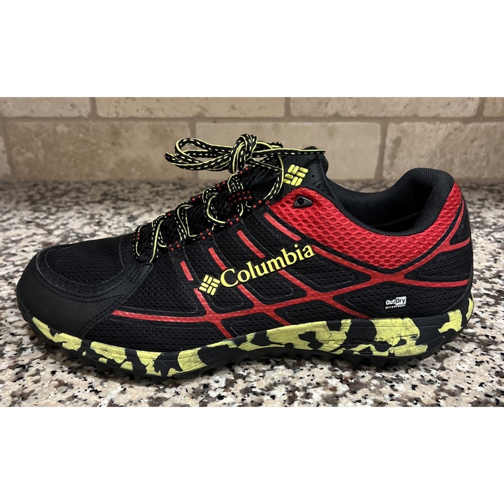 Columbia OutDry Waterproof Techlite Black Red Trail Hiking Shoes Men's 13 YM1936